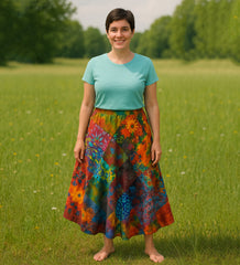 Tie Dye Patchwork Wrap Skirt