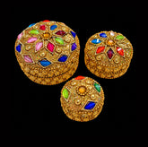 Large Nest of 3 Gold Trinket Pill Boxes