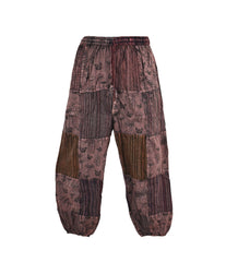 Mushroom Print Patchwork Harem Trousers