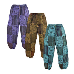 Mushroom Print Patchwork Harem Trousers