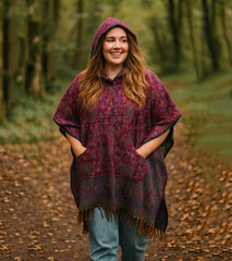 Paisley Flower Pattern Acrylic Fleece Poncho