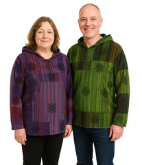 Patchwork Printed Hooded Cotton Top