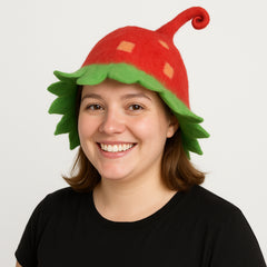 Strawberry Felt Pixie Hat