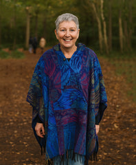 Flower Pattern Acrylic Fleece Poncho