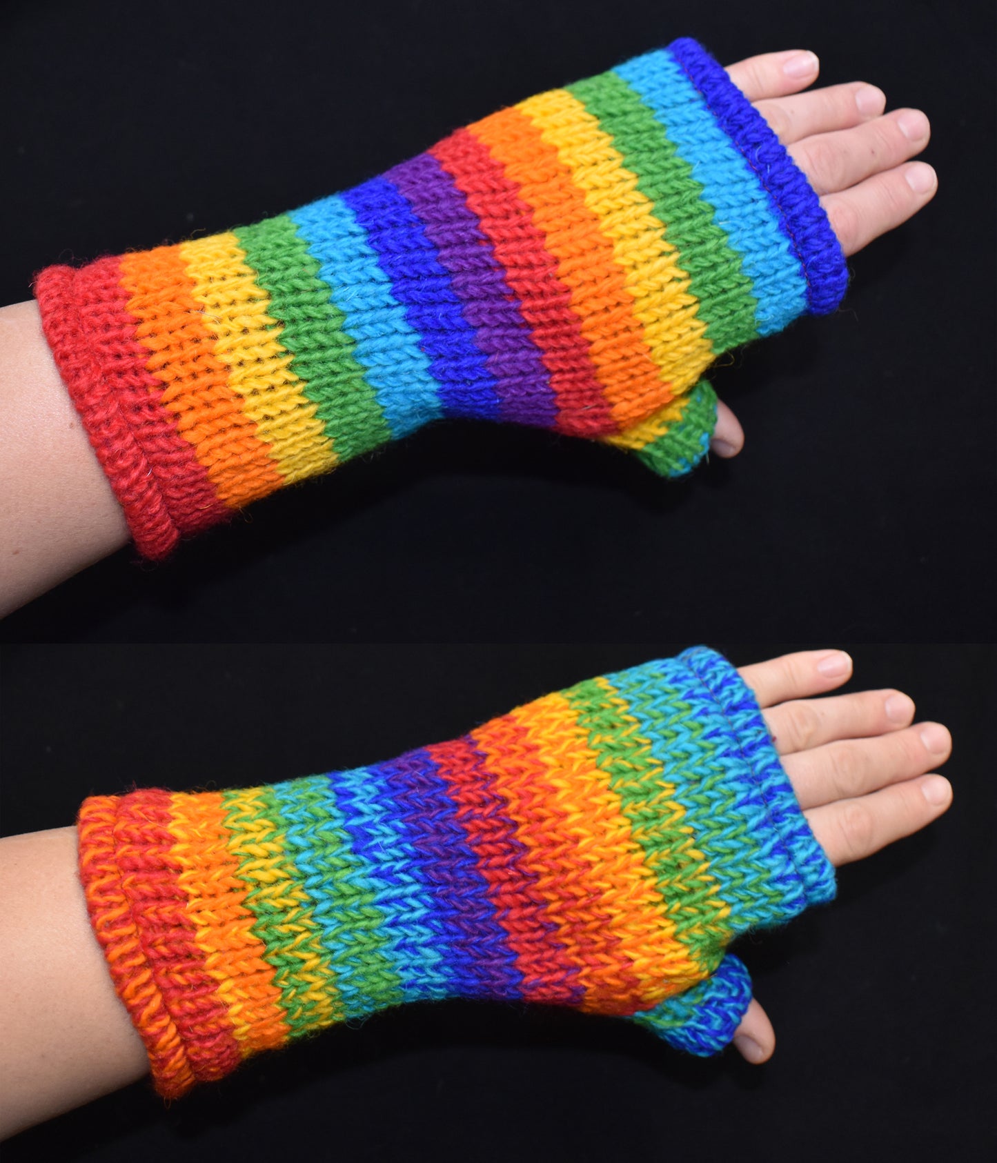 Rainbow Knitted Wool Fleece Lined Wrist Warmer