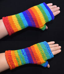 Rainbow Knitted Wool Fleece Lined Wrist Warmers