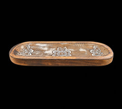 Large Wooden Incense Ash Catcher - Mandala Flower