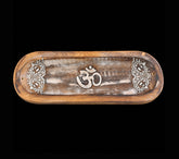 Large Wooden Incense Ash Catcher - Om