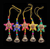 Handmade Fabric and Papier Mâché Hanging Stars x 5 set