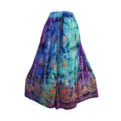 Gold Print Tie Dye Rayon Indian Skirt