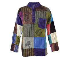 Patchwork Printed Long Sleeve Shirt