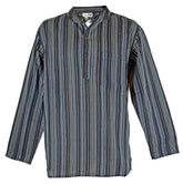 Striped Cotton Collarless Shirt