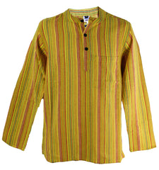 Striped Cotton Collarless Shirt