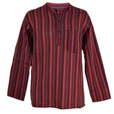 Striped Cotton Collarless Shirt