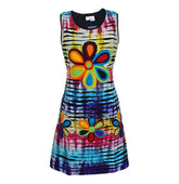 Tie Dye Razor Cut Flower Dress