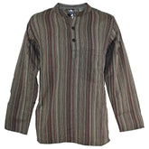 Striped Cotton Collarless Shirt