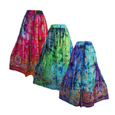 Gold Print Tie Dye Rayon Indian Skirt