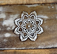 Large Wooden Incense Ash Catcher - Mandala Flower