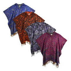 Paisley Flower Pattern Acrylic Fleece Poncho