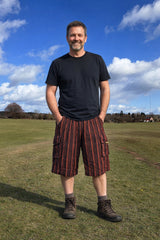 Striped Cotton Cargo Shorts