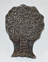 Indian Wooden Printing Block - Swirl Tree