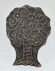 Indian Wooden Printing Block - Swirl Tree