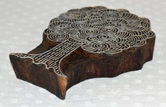 Indian Wooden Printing Block - Swirl Tree