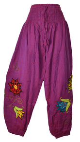 Hippy Butterfly & Flower Pattern Cotton Trousers