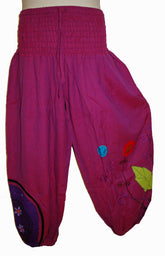 Hippy Flower Pattern Cotton Trousers