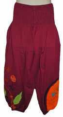 Hippy Flower Pattern Cotton Trousers