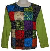Plus Size Long Sleeve Patchwork Top
