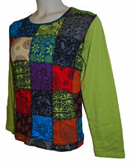 Plus Size Long Sleeve Patchwork Top
