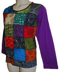 Plus Size Long Sleeve Patchwork Top