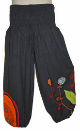 Hippy Flower Pattern Cotton Trousers