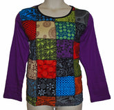 Plus Size Long Sleeve Patchwork Top