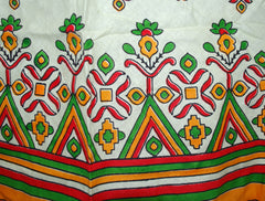 Hand Printed Flowers Cotton Wrap Skirt