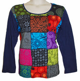 Plus Size Long Sleeve Patchwork Top