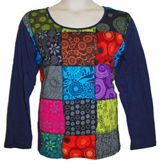 Plus Size Long Sleeve Patchwork Top