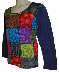 Plus Size Long Sleeve Patchwork Top
