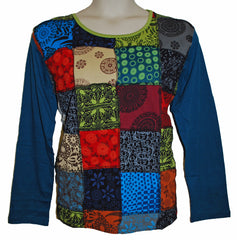 Plus Size Long Sleeve Patchwork Top
