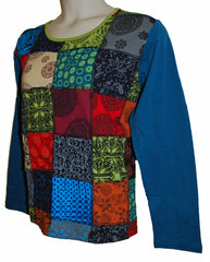 Plus Size Long Sleeve Patchwork Top