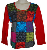 Plus Size Long Sleeve Patchwork Top