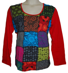 Plus Size Long Sleeve Patchwork Top