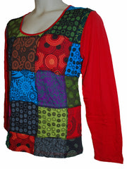 Plus Size Long Sleeve Patchwork Top