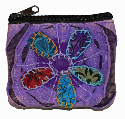 Embroidered Cotton Flower Small Coin Purse