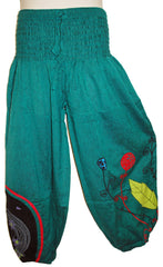 Hippy Flower Pattern Cotton Trousers