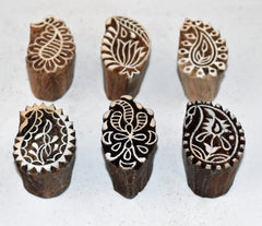 Set of Indian Wooden Printing Blocks - 6 x Paisley