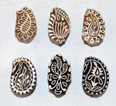 Set of Indian Wooden Printing Blocks - 6 x Paisley