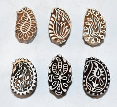 Set of Indian Wooden Printing Blocks - 6 x Paisley