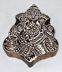 Large Indian Wooden Printing Block - Ganesh Elephant